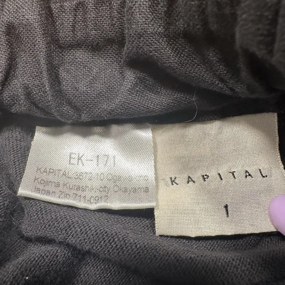 Vintage Kapital Hakama Sweatpants Men 1 S Black Drop Crotch Flap Pants Japan VTG